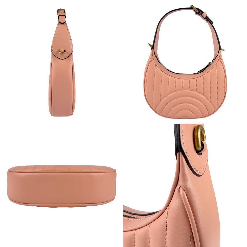 Gucci GG Shoulder Marmont Pink Gold Leather Bag 2way Salmon